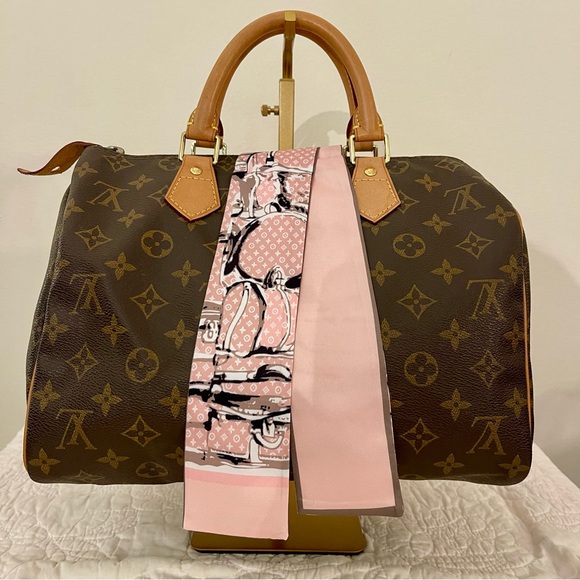 Luxury Brown and Pink Designer Style Twilly - Picture 2 of 2